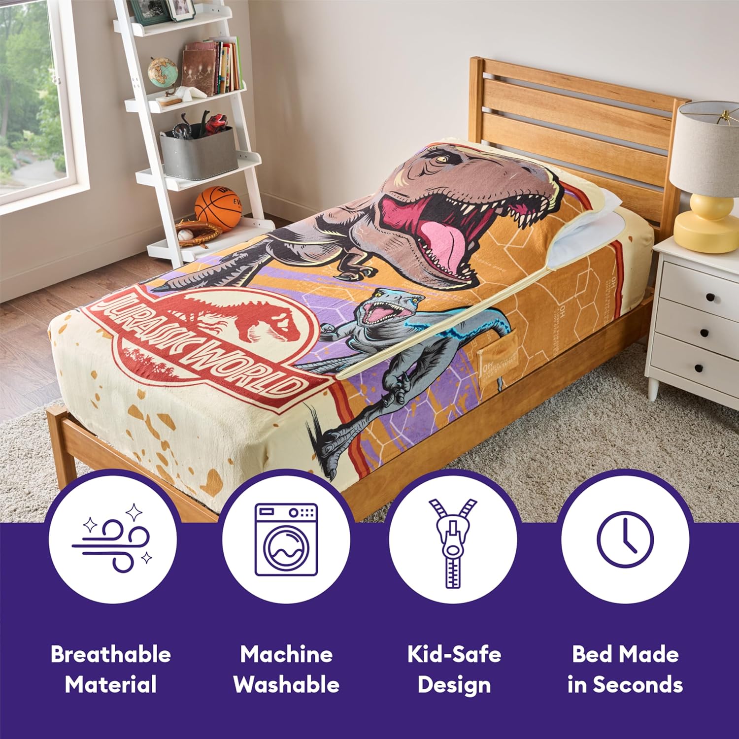 ZippySack Twin Bed Zip-Up Blanket with Side Pocket and Durable Zipper