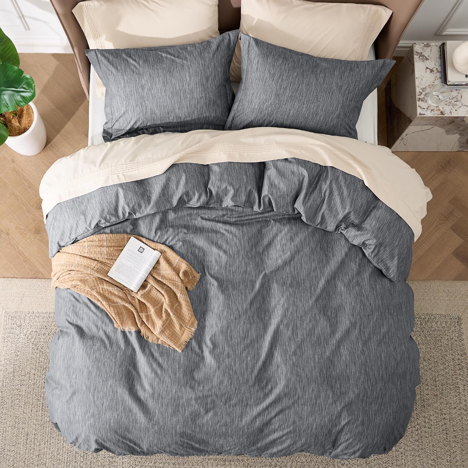 Bedsure Duvet Cover King Size - 3 Piece Set with Zipper Closure