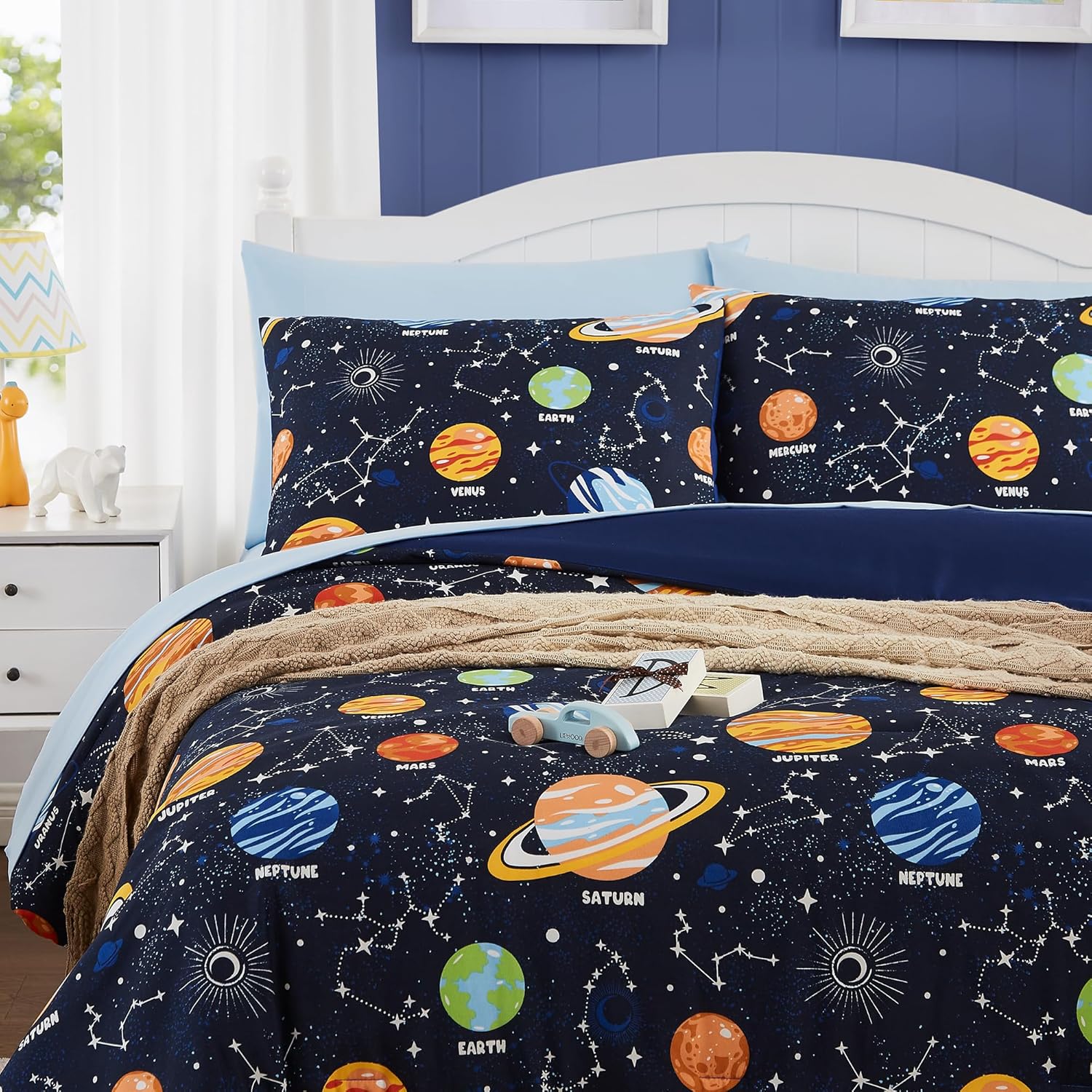 Glow in the Dark Space Comforter Set for Kids - Twin Bedding