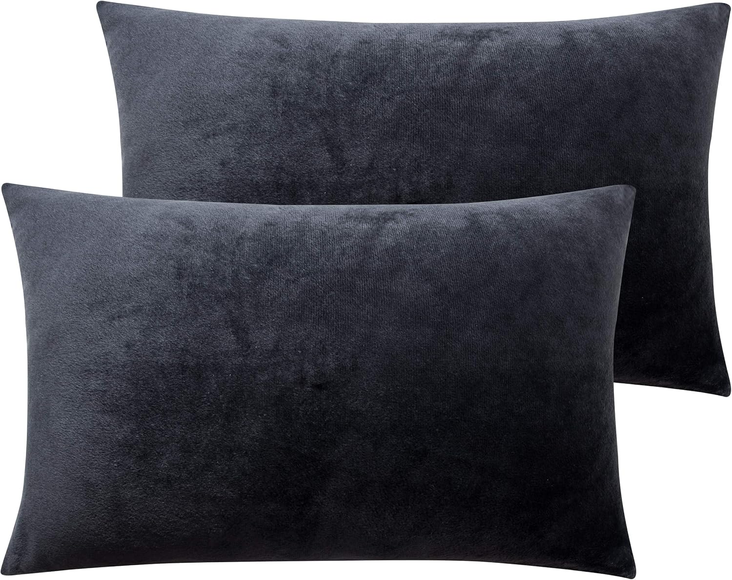 NTBAY Velvet Pillowcases 2 Pack 20x30 Inches Charcoal Grey