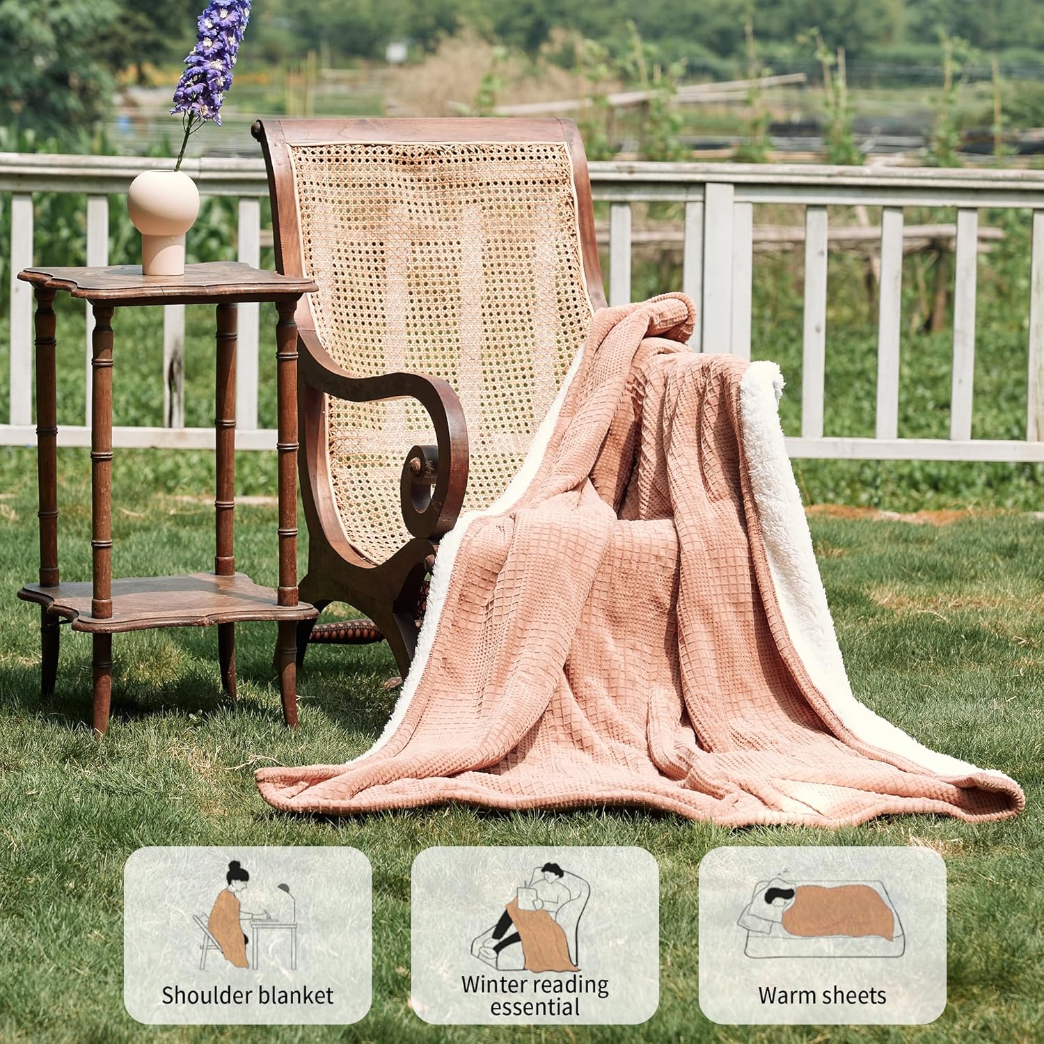 Texciting Fog Rose Heated Blanket 50x60
