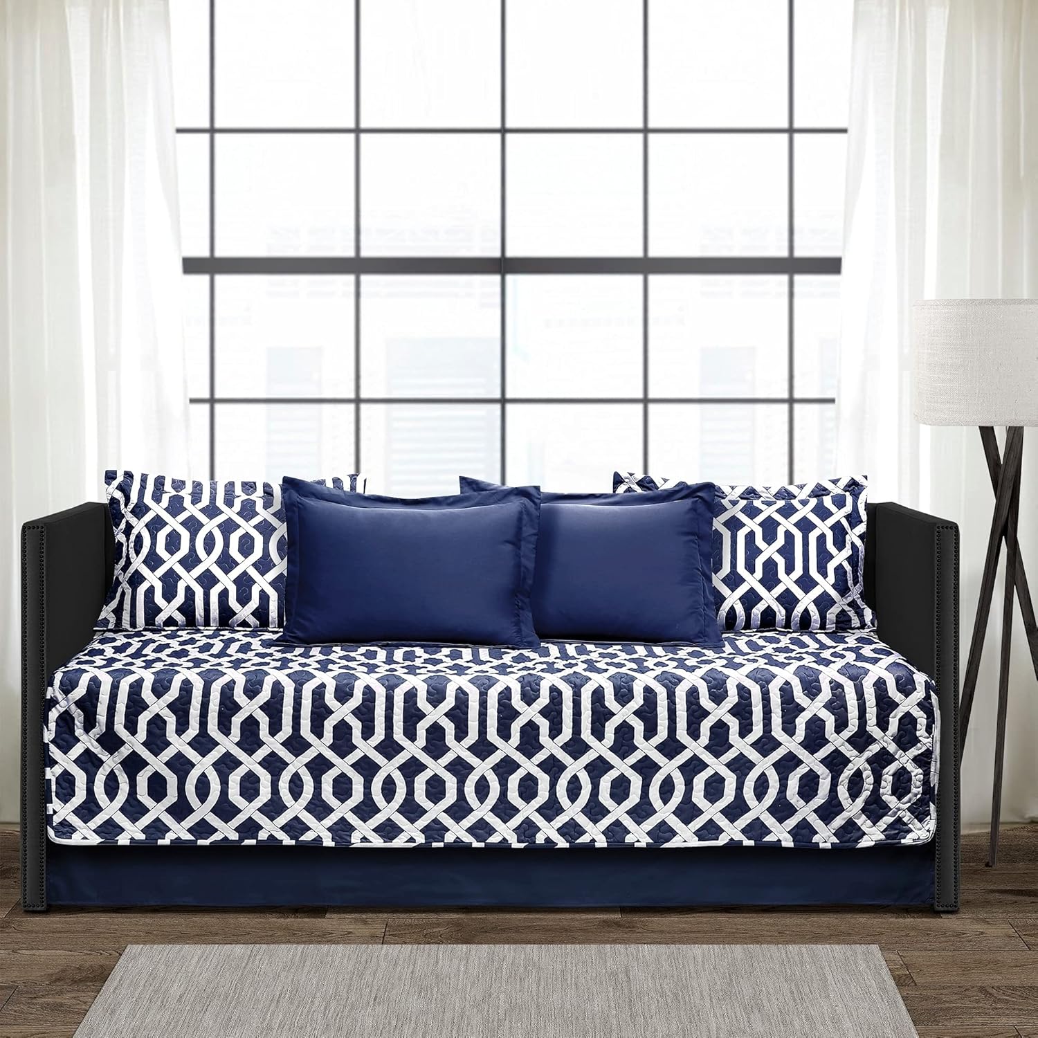 Lush Decor Navy White Trellis Daybed Cover Set 6 Piece