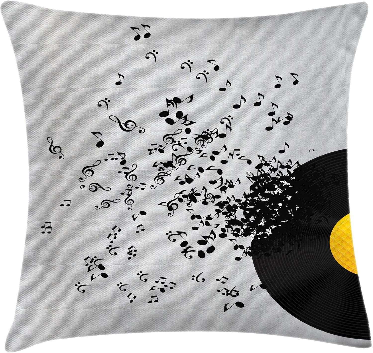 Ambesonne Music Notes Throw Pillow Cover 24x24 Inches Ivory Black