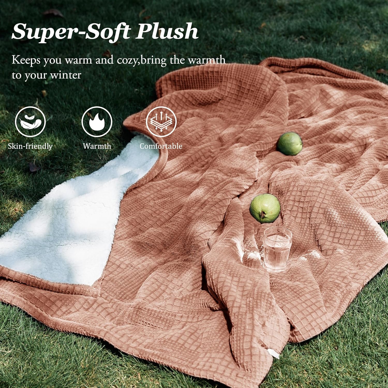 Texciting Fog Rose Heated Blanket 50x60