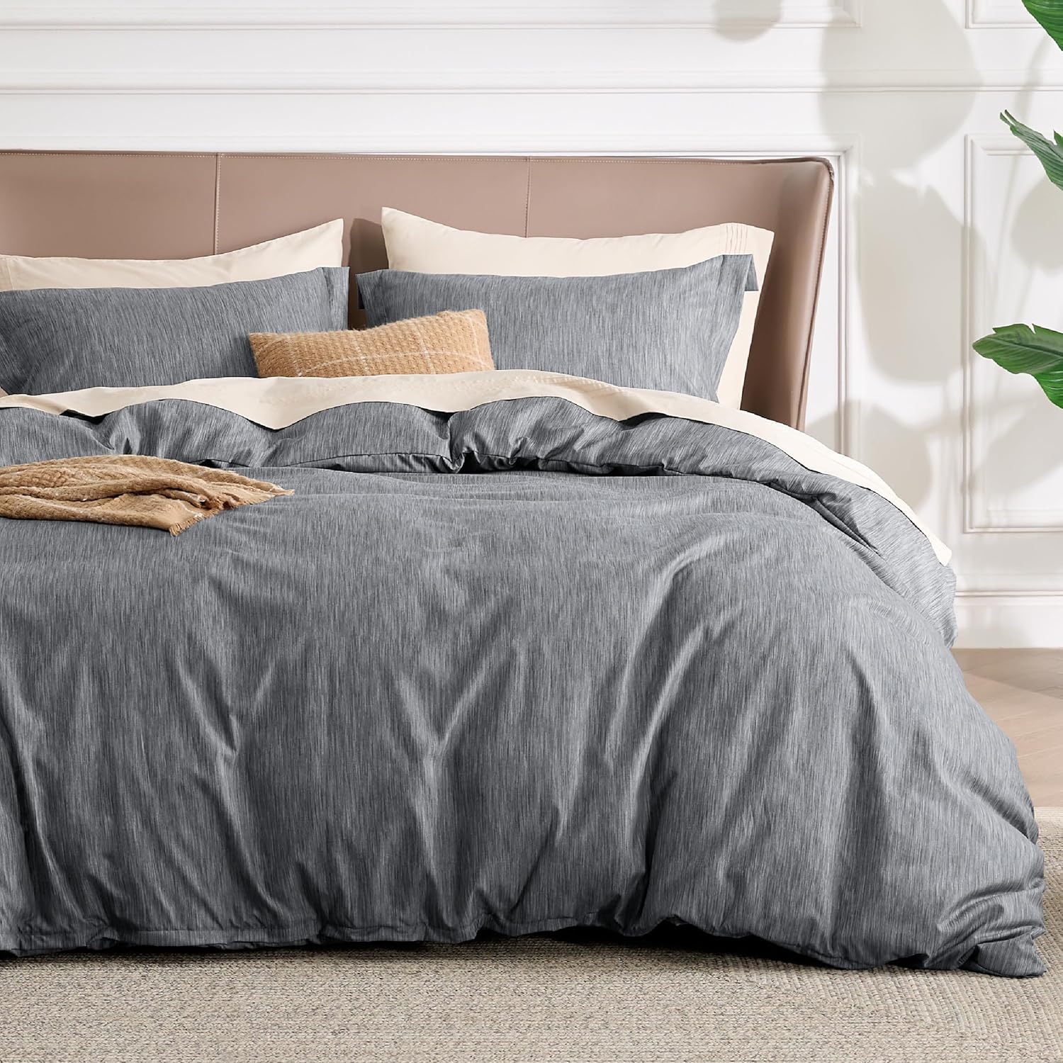 Bedsure Duvet Cover King Size - 3 Piece Set with Zipper Closure