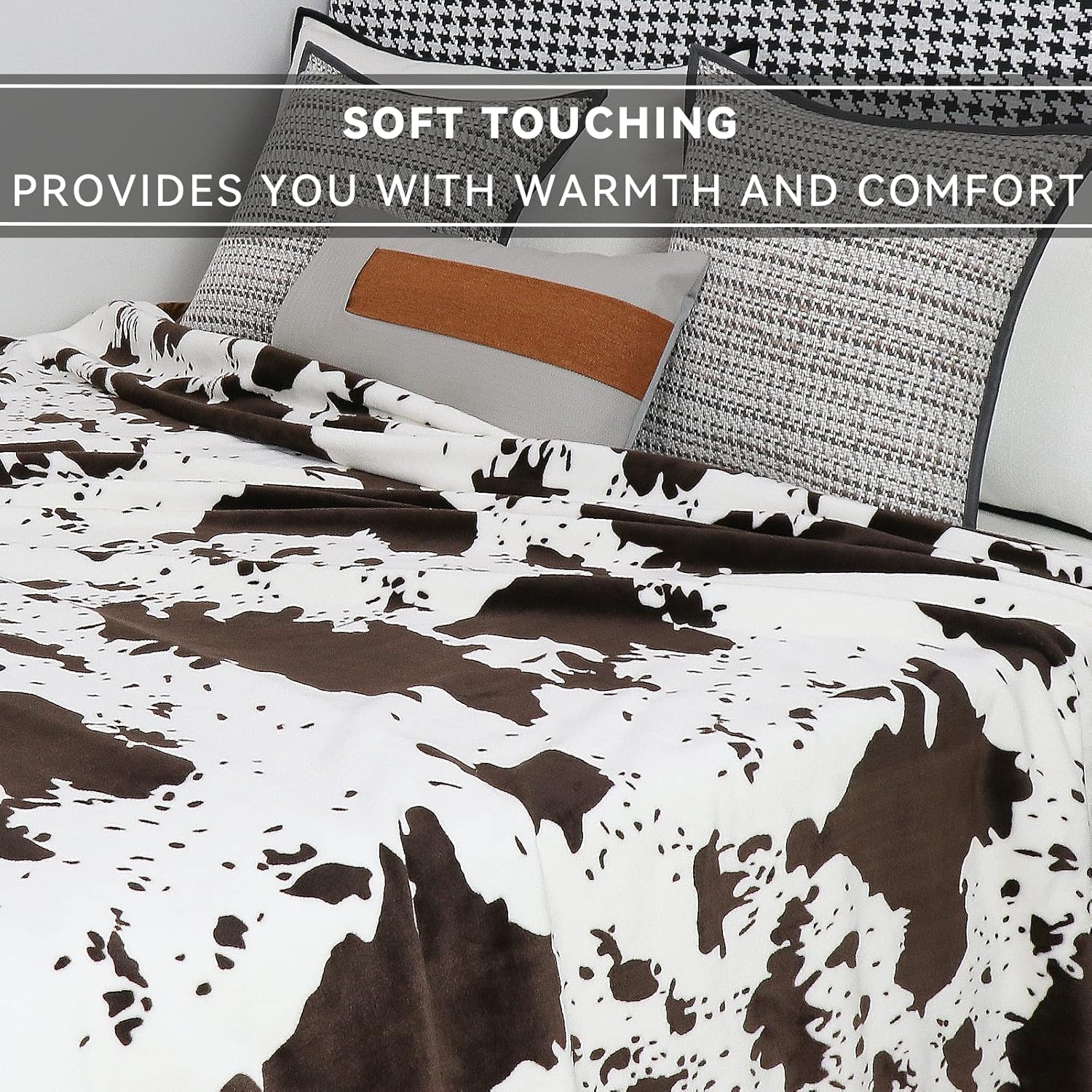 SEEGU Cow Print Fleece Throw Blanket Soft Warm