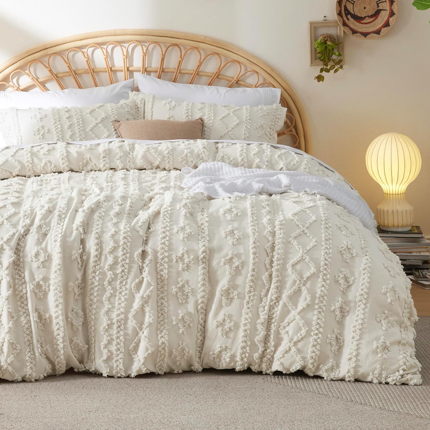 Bedsure Boho Duvet Cover Full Size 80x90 Beige