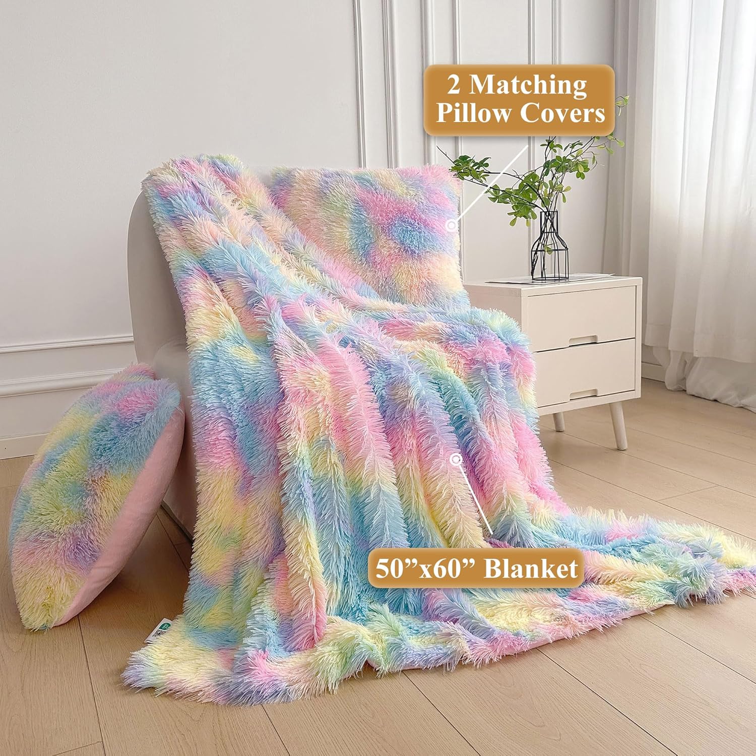 XeGe 3 Piece Soft Fluffy Throw Blanket Set 1