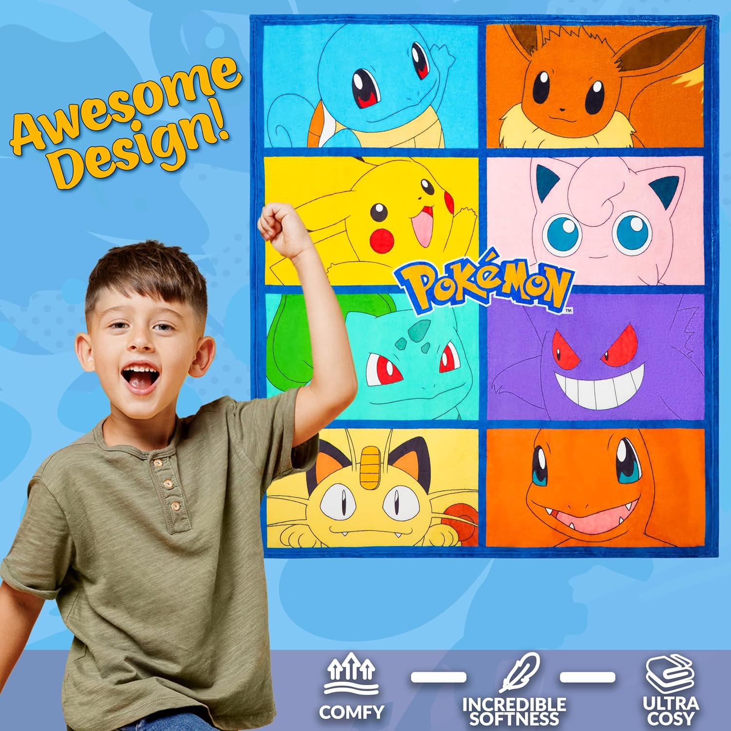Pokemon Soft Fleece Bed Blanket - 51 x 59 Inches
