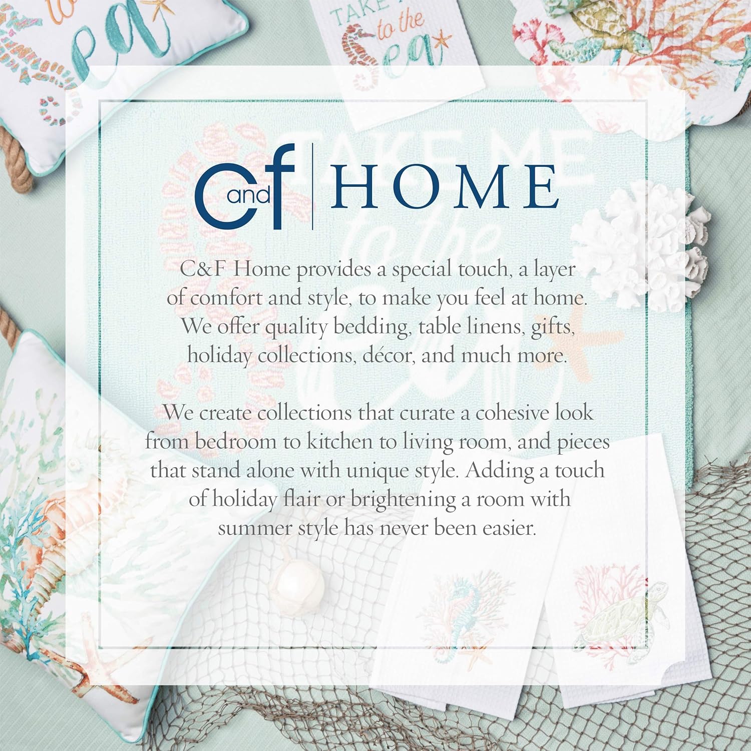 CF Home Sea Waves Blue Ocean Coastal FullQueen Bedding Set