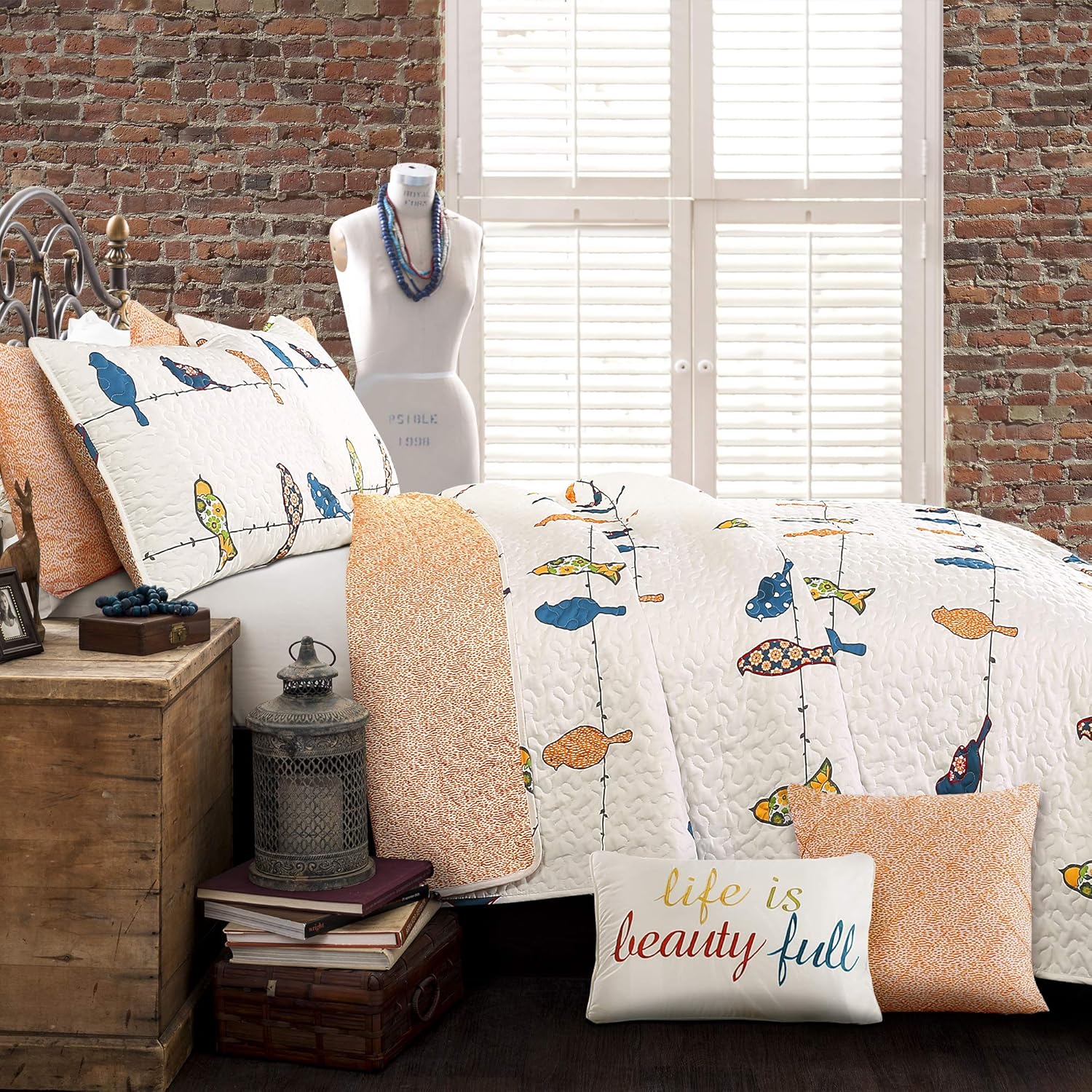 Lush Decor Rowley Birds Reversible Quilt Set