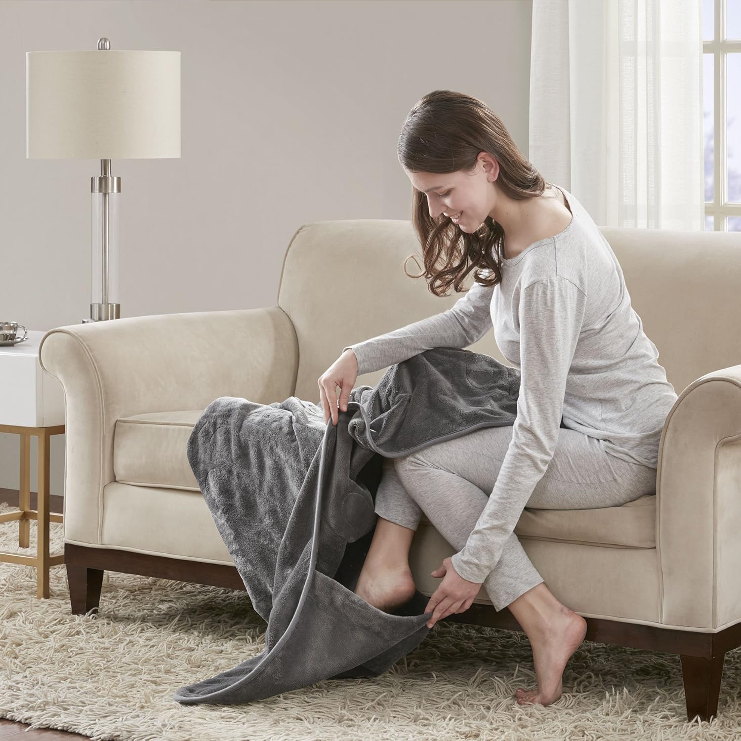 Beautyrest Foot Pocket Soft Microlight Plush Electric Throw