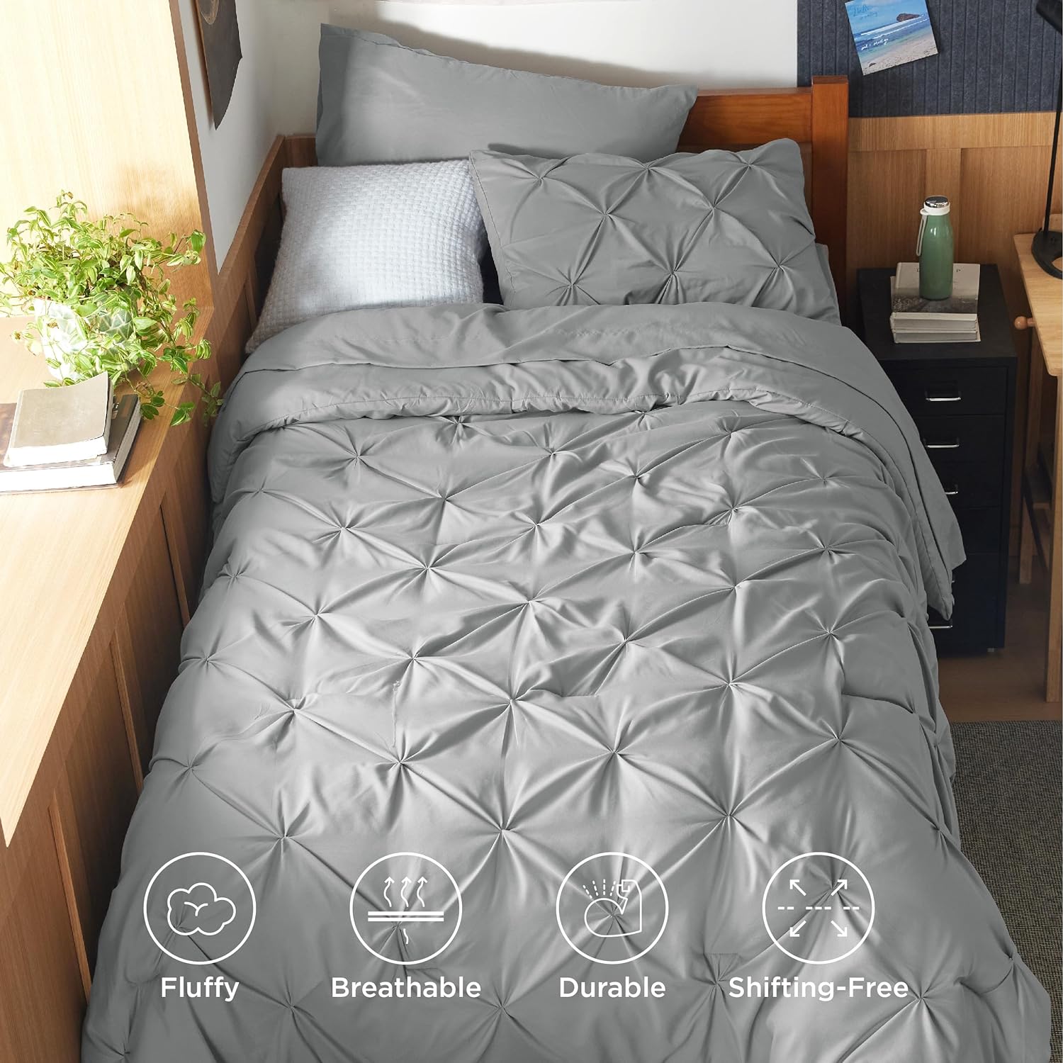 Bedsure Twin XL Comforter Set - 5 Piece Gray Bed in a Bag