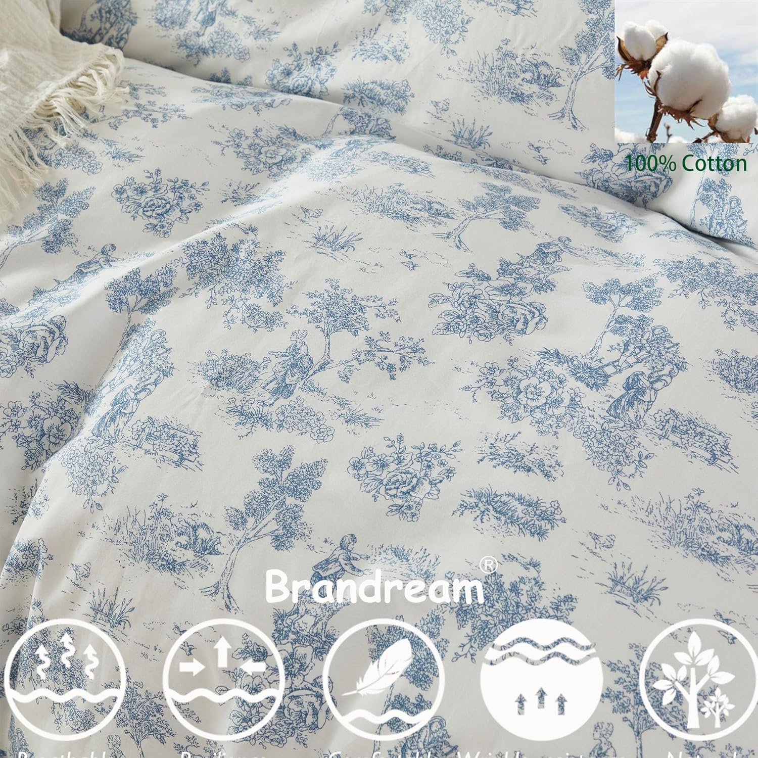 Brandream Toile Duvet Cover Set King Size