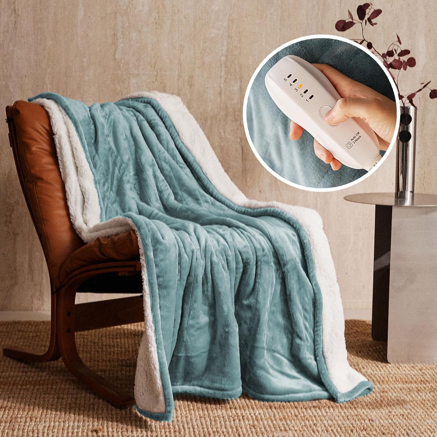 JETS HOME Heated Throw Blanket 50x60 ETL Certified