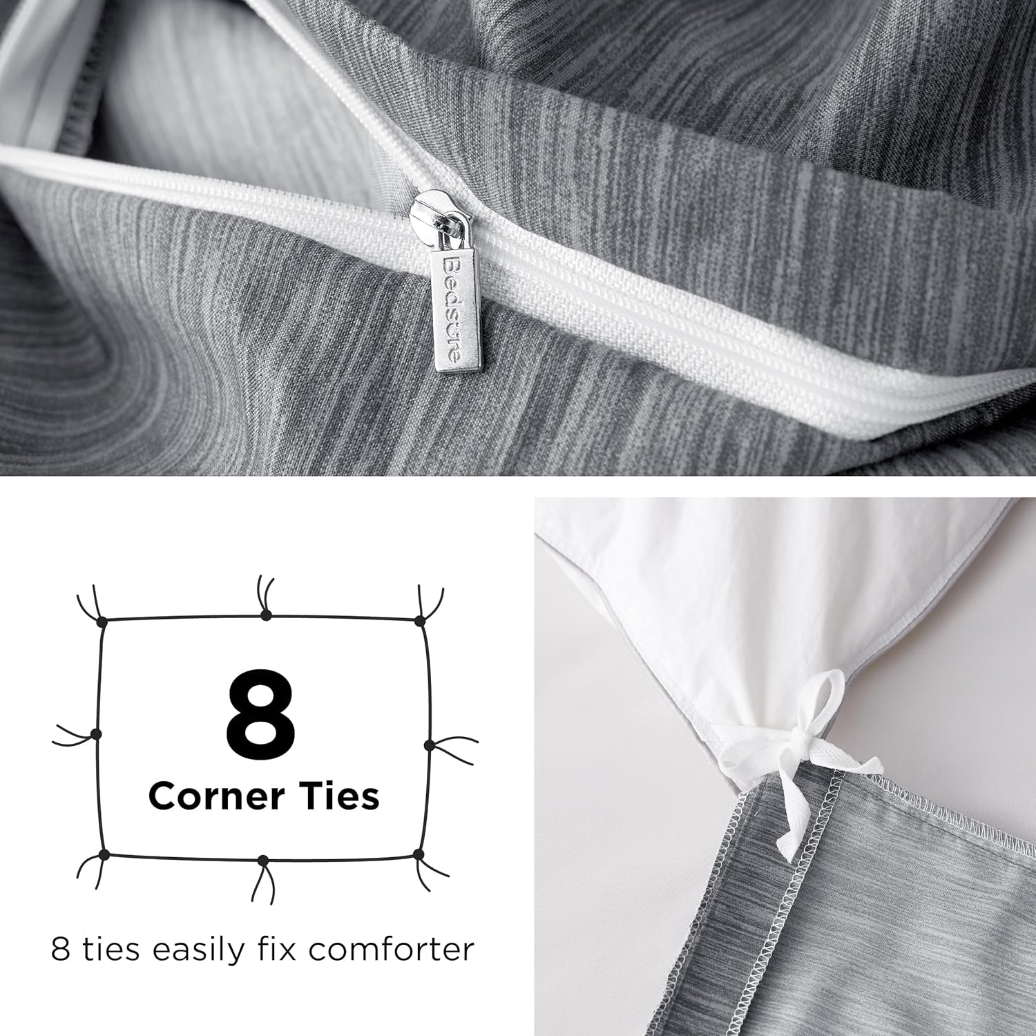 Bedsure Duvet Cover King Size - 3 Piece Set with Zipper Closure
