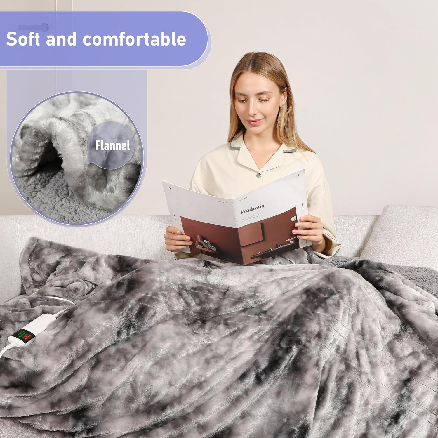 Cushious 50x60 Electric Heated Throw Blanket