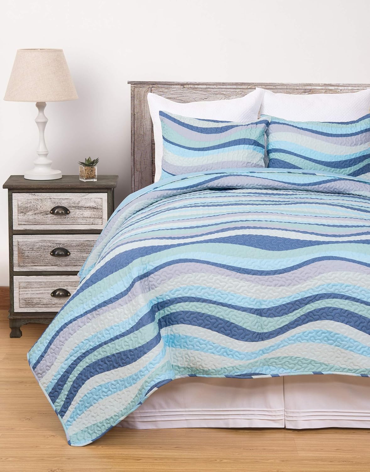 CF Home Sea Waves Blue Ocean Coastal FullQueen Bedding Set