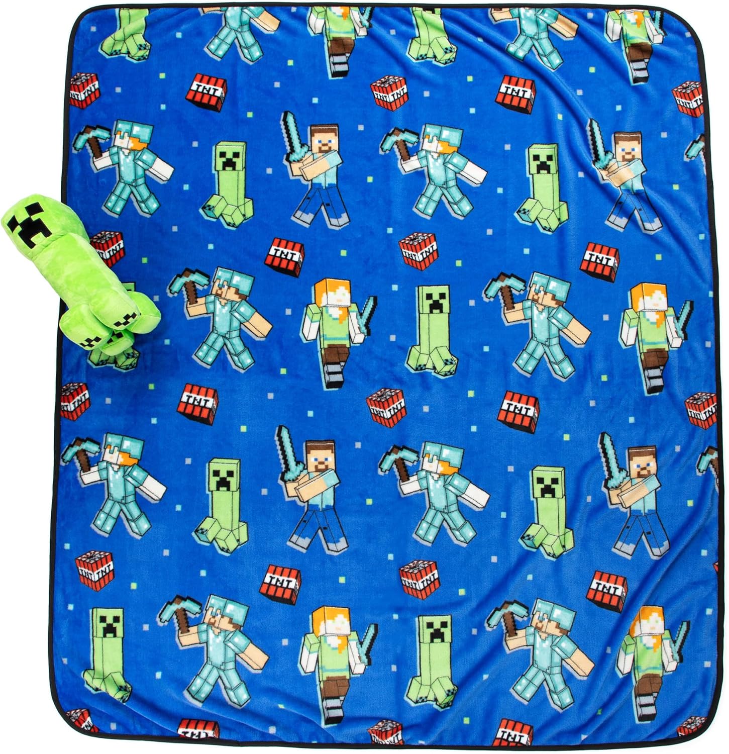 Jay Franco Minecraft Creeper Plush Pillow Throw Blanket Set