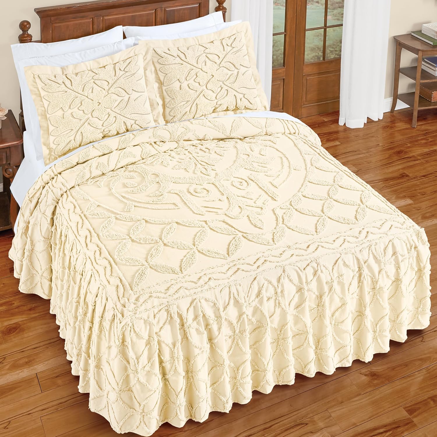 Collections Etc Textured Royal Medallion Chenille Bedspread 1