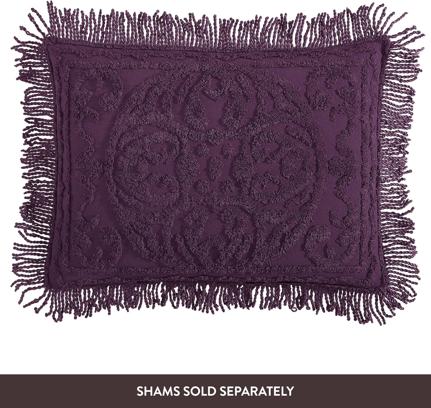 Beatrice Home Fashions Medallion Chenille Bedspread Queen Eggplant 1