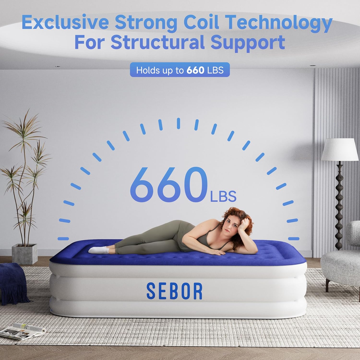 Sebor Air Mattress Full with Built-in Pump 18 Inch