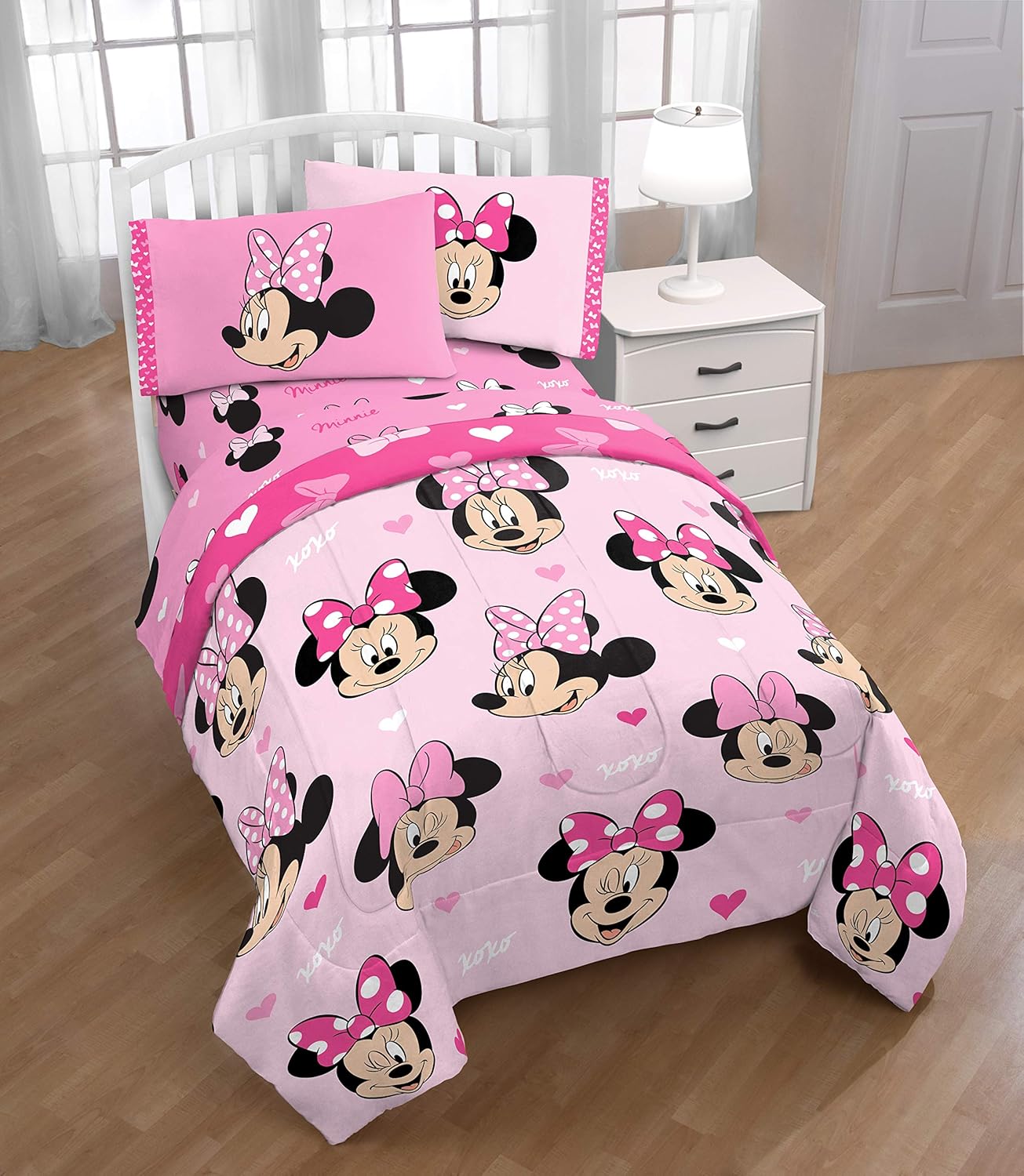 Jay Franco Kids Comforter - Reversible Microfiber Fill Pink Minnie Mouse Twin