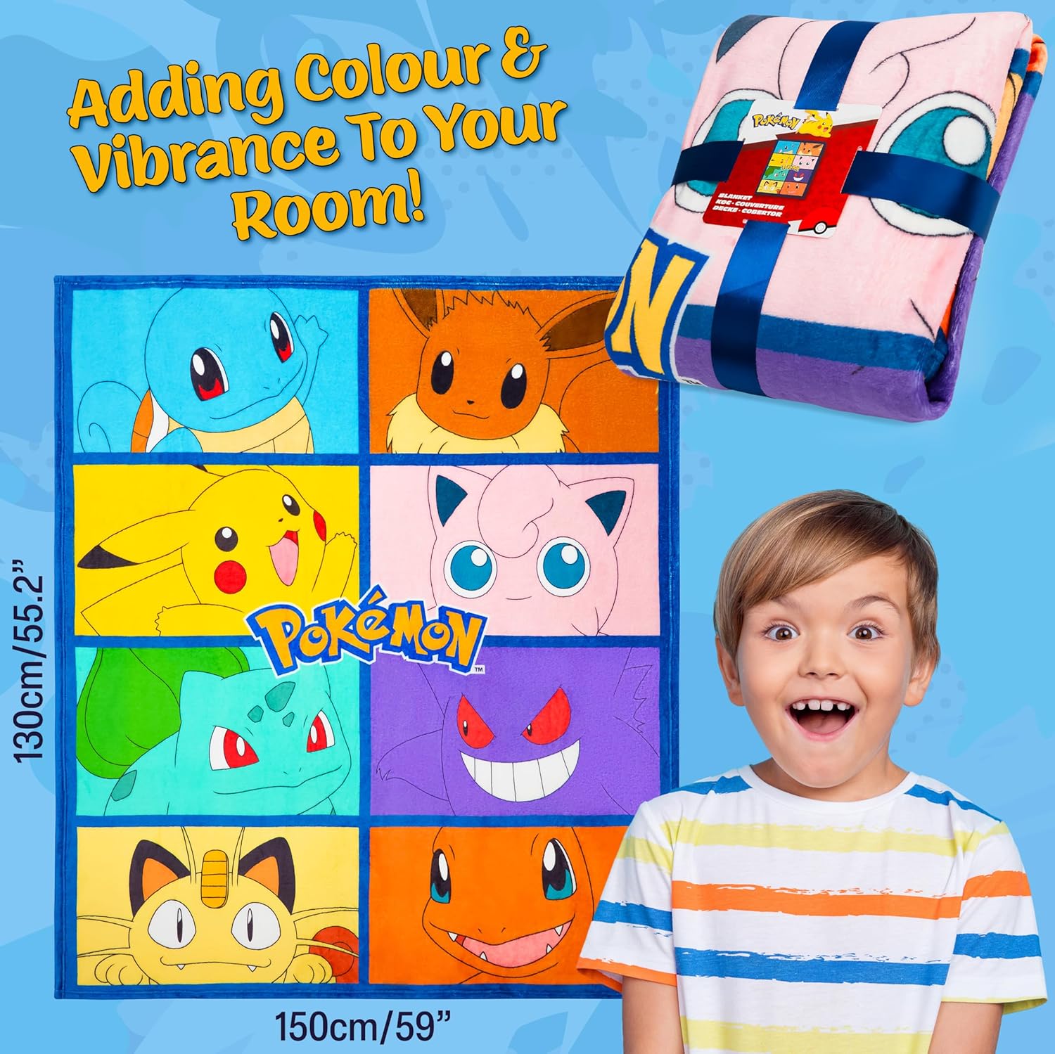 Pokemon Soft Fleece Bed Blanket - 51 x 59 Inches