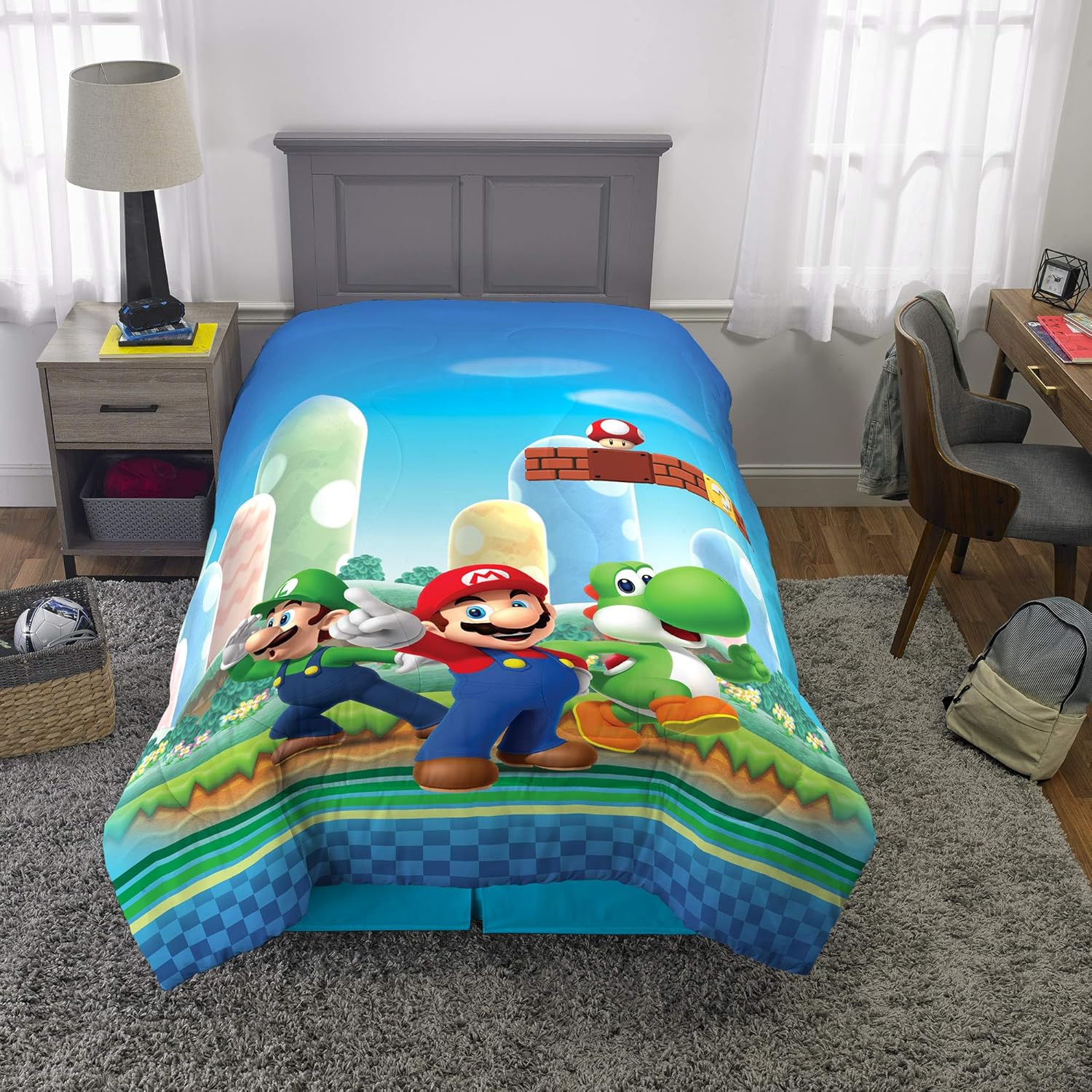 Franco Kids Bedding Super Soft Microfiber Reversible Comforter - Mario