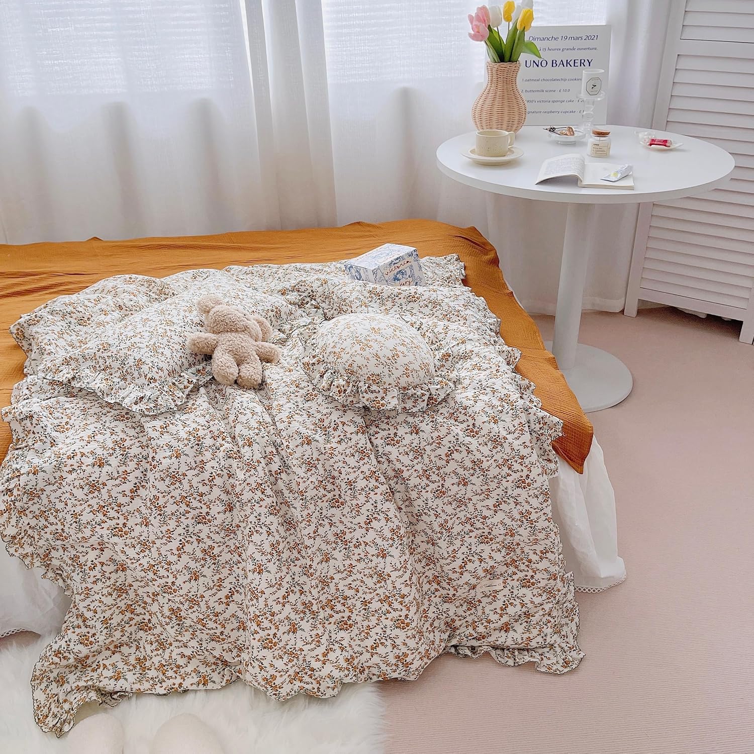 AOJIM Baby Muslin Duvet Cover with Floral Print