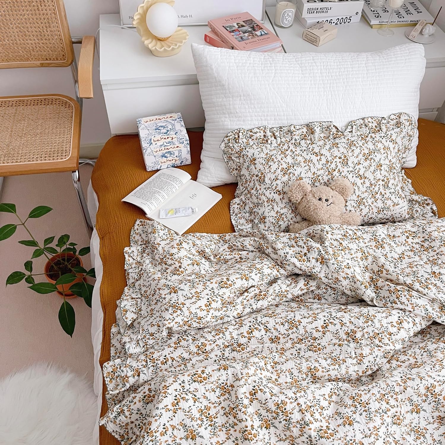 AOJIM Baby Muslin Duvet Cover with Floral Print