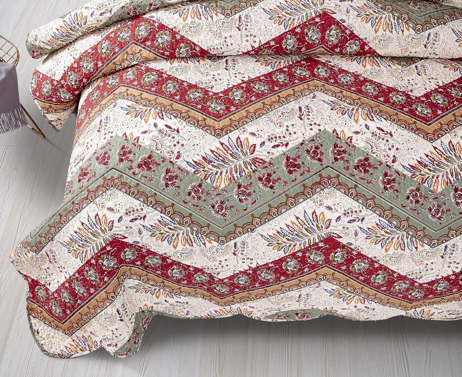 DaDa Bedding Bohemian Floral Bedspread Set - Cal King