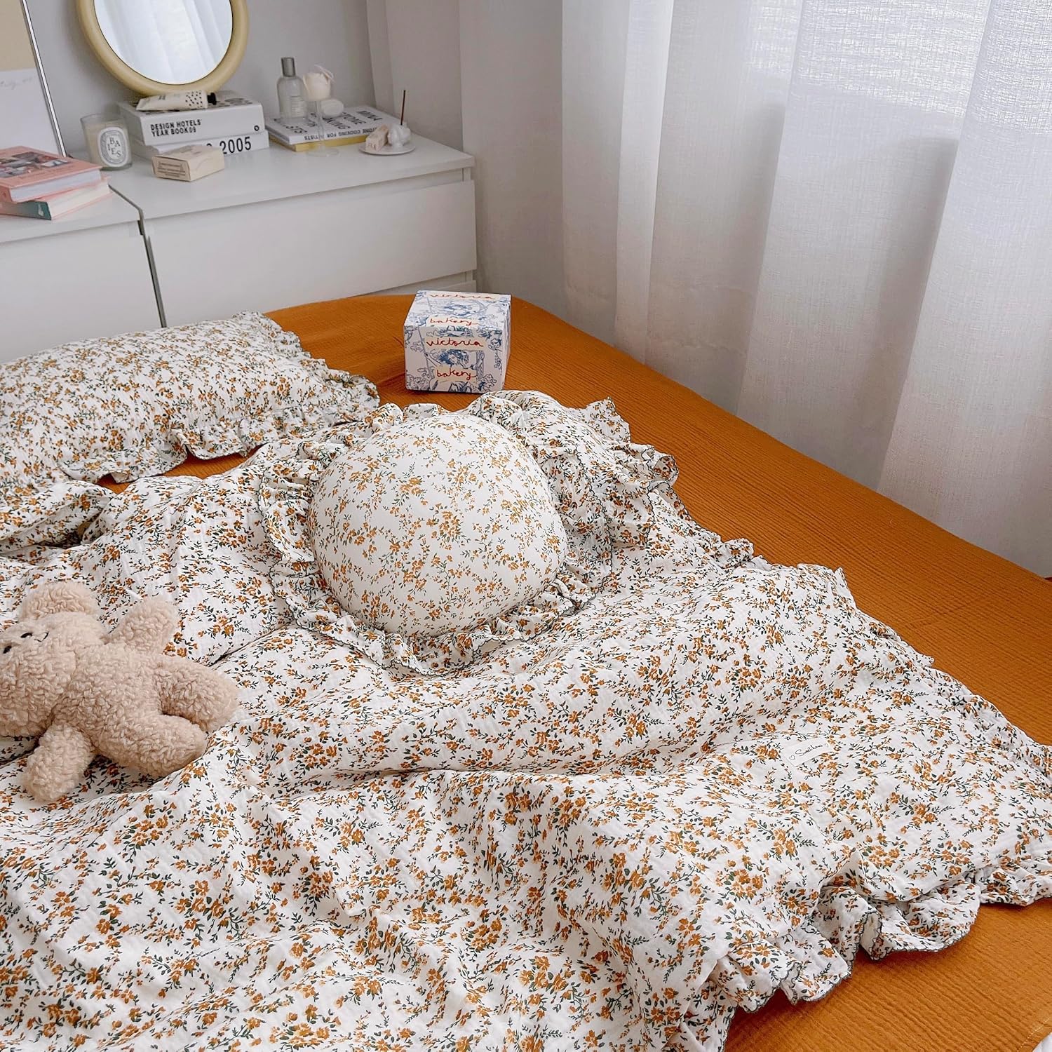 AOJIM Baby Muslin Duvet Cover with Floral Print