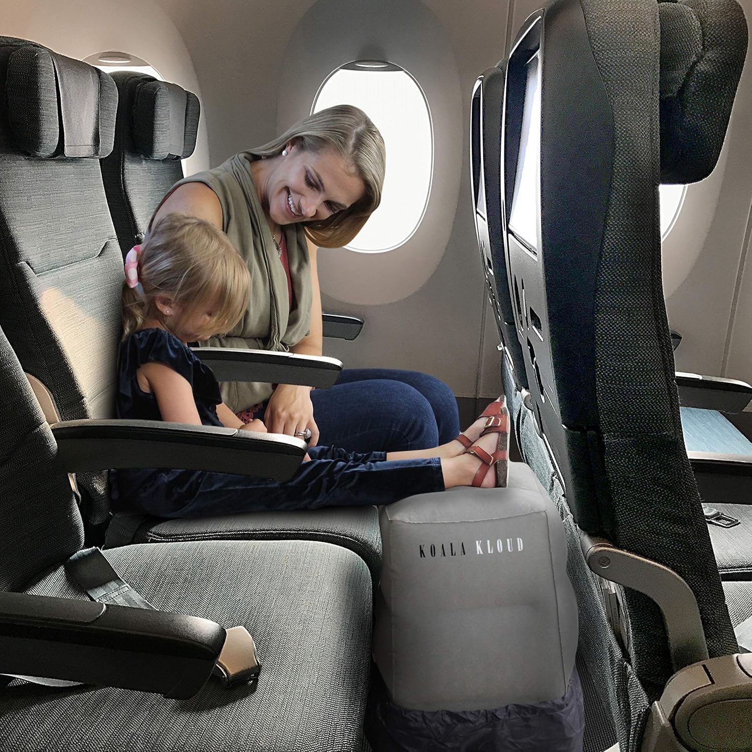 3 Height Travel Foot Rest - 2-Pack Gray Inflatable Foot Pillow